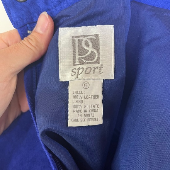 Vintage PS Sport Blue Suede Chic Pencil Skirt Leather Size 6 Y2K Western Rodeo - Picture 3 of 13